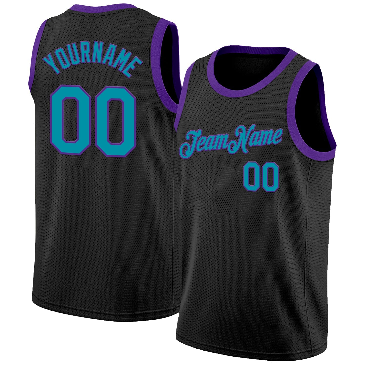Custom Black Teal-Purple Authentic Basketball Jersey - Sky-Custom