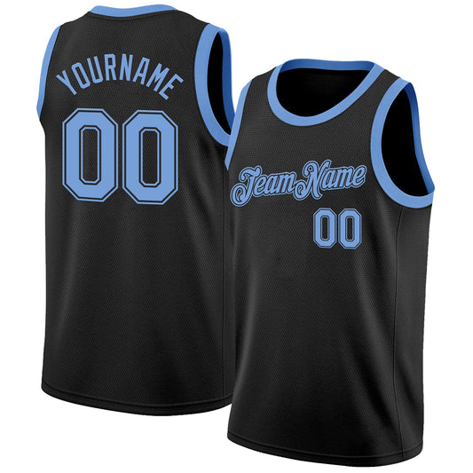 Custom Black Light Blue Authentic Basketball Jersey - Sky-Custom