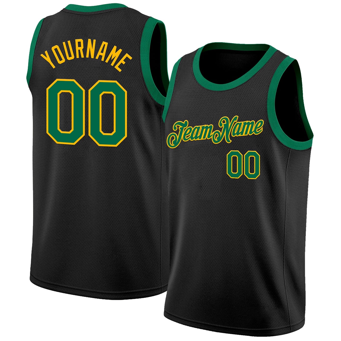 Custom Black Kelly Green-Gold Authentic Basketball Jersey - Sky-Custom