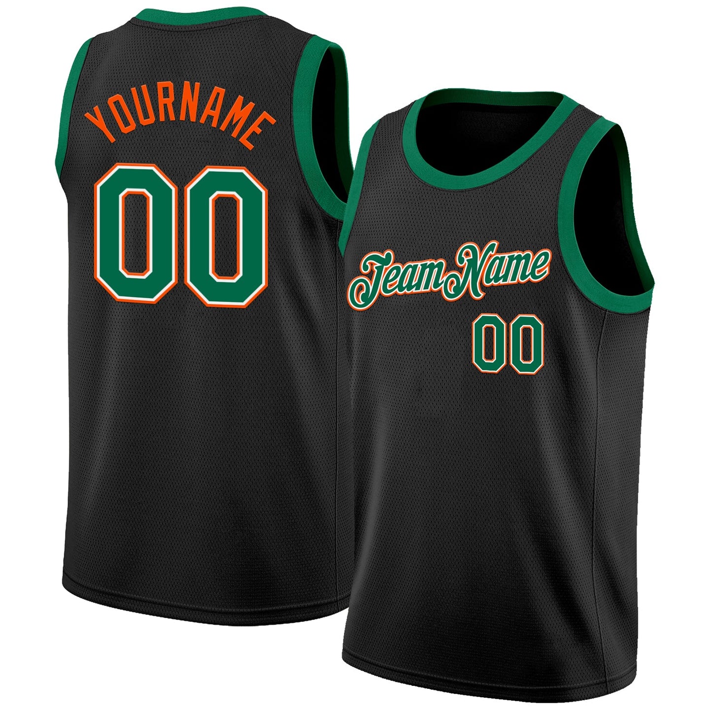 Custom Black Kelly Green White-Orange Authentic Basketball Jersey - Sky-Custom