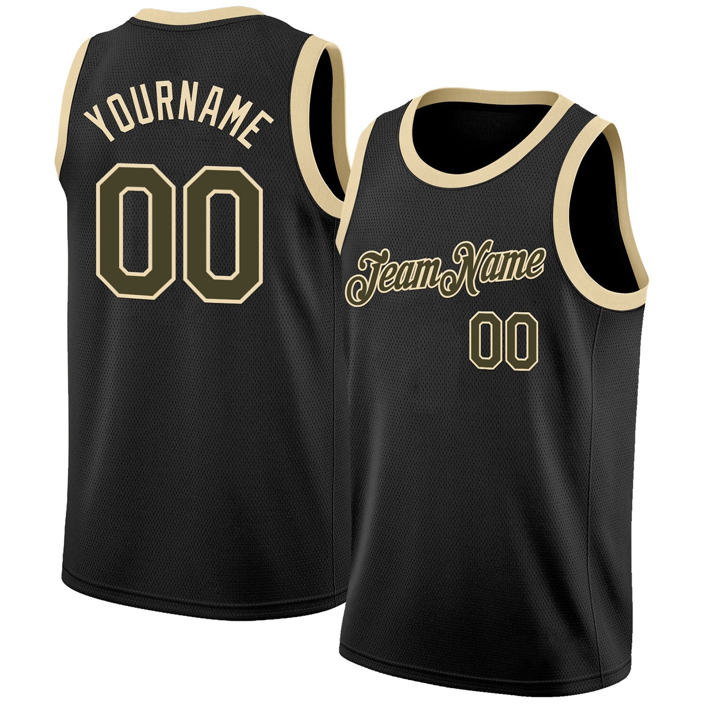 Custom Black Olive-Cream Authentic Basketball Jersey - Sky-Custom
