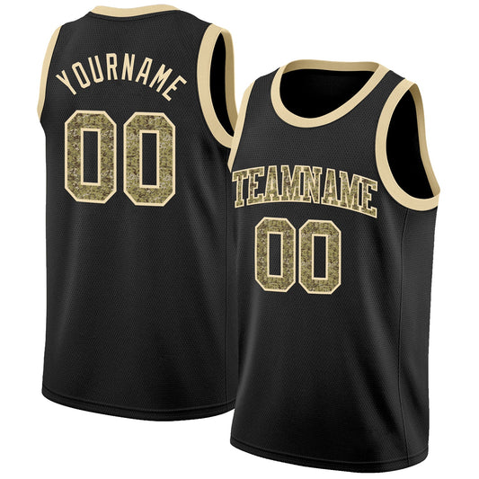 Custom Black Camo-Cream Authentic Basketball Jersey - Sky-Custom