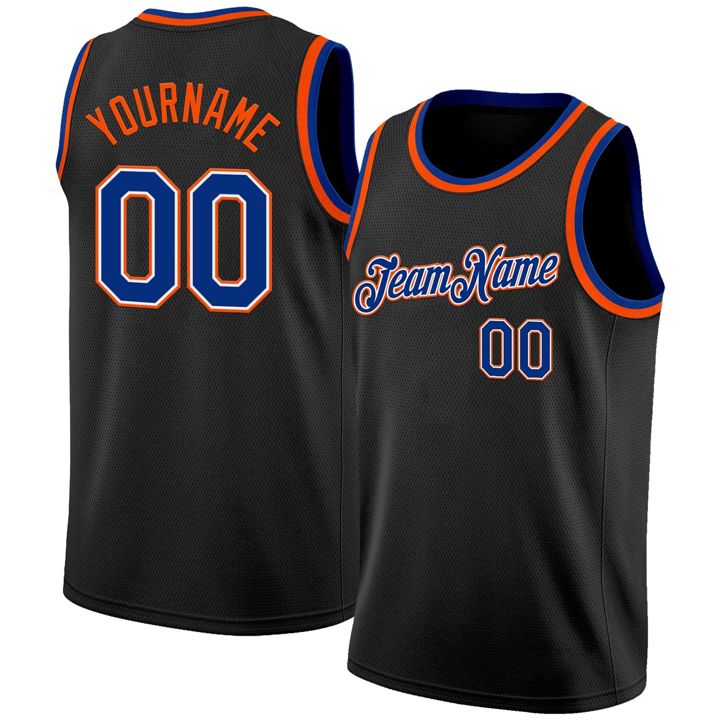 Custom Black Royal White-Orange Authentic Basketball Jersey - Sky-Custom