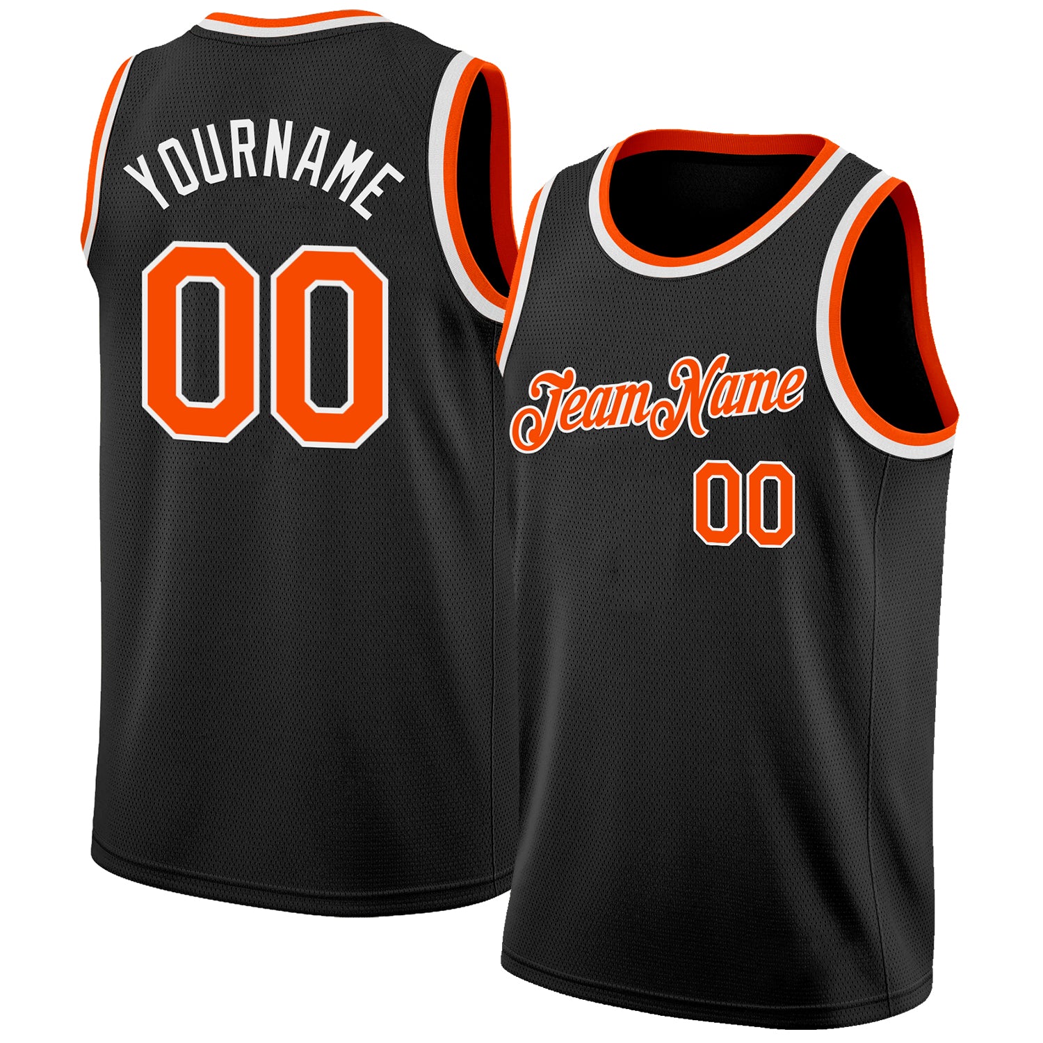 Custom Black Orange-White Authentic Basketball Jersey - Sky-Custom