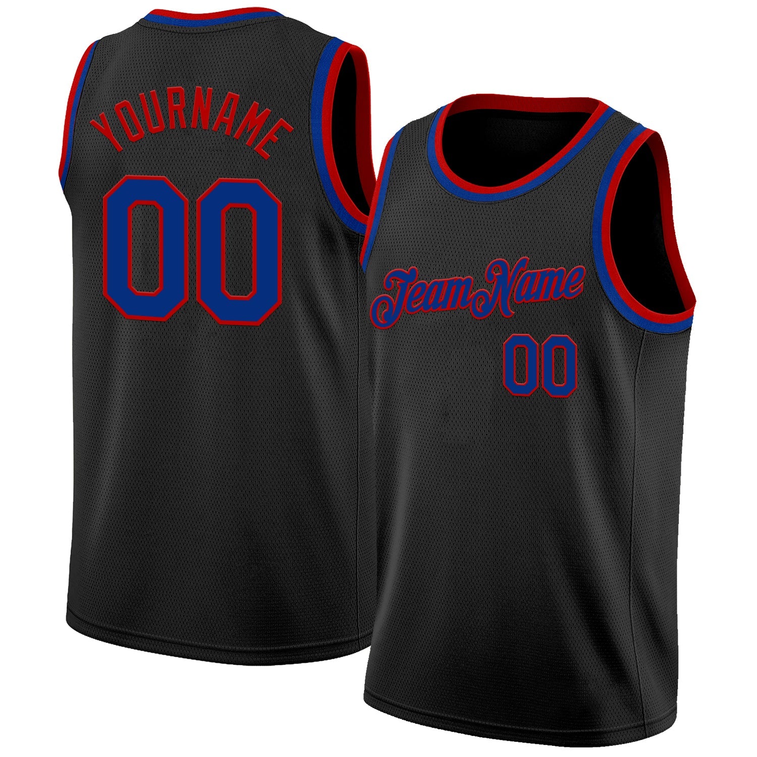 Custom Black Royal-Red Authentic Basketball Jersey - Sky-Custom