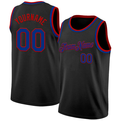 Custom Black Royal-Red Authentic Basketball Jersey - Sky-Custom