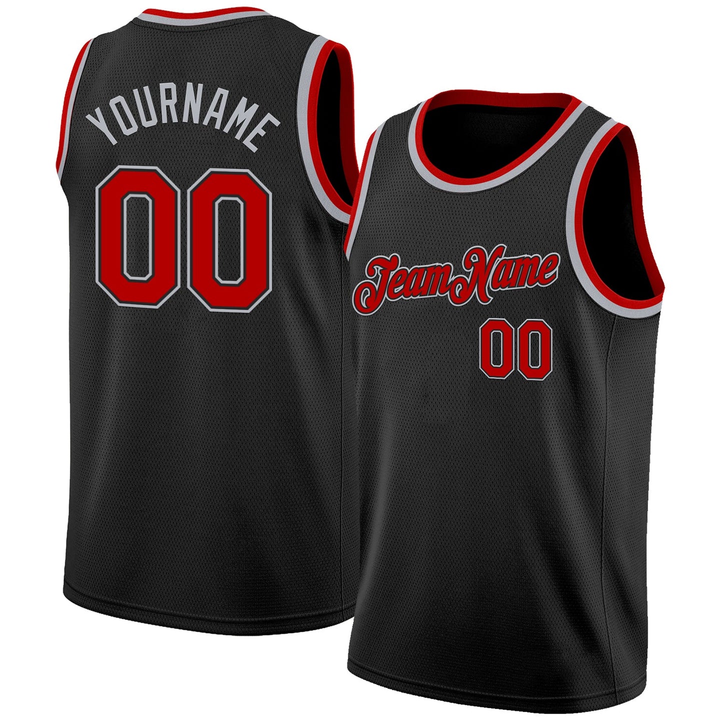 Custom Black Red-Gray Authentic Basketball Jersey - Sky-Custom