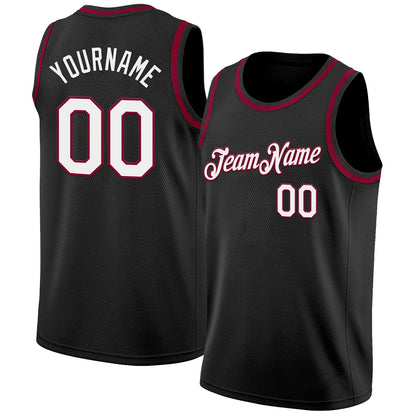 Custom Black White-Maroon Authentic Basketball Jersey - Sky-Custom
