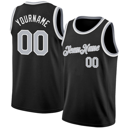 Custom Black Gray-White Authentic Basketball Jersey - Sky-Custom