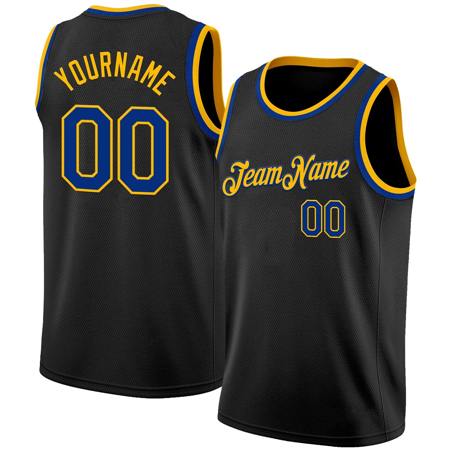 Custom Black Royal-Gold Authentic Basketball Jersey - Sky-Custom