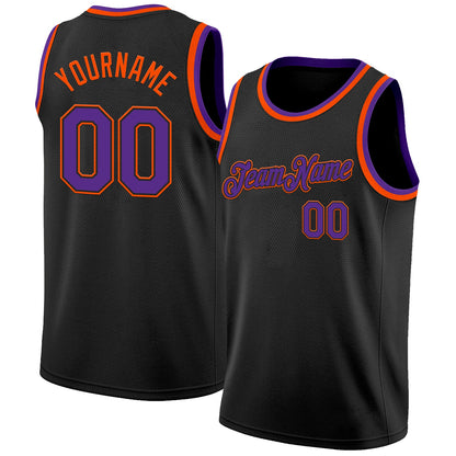 Custom Black Purple-Orange Authentic Basketball Jersey - Sky-Custom