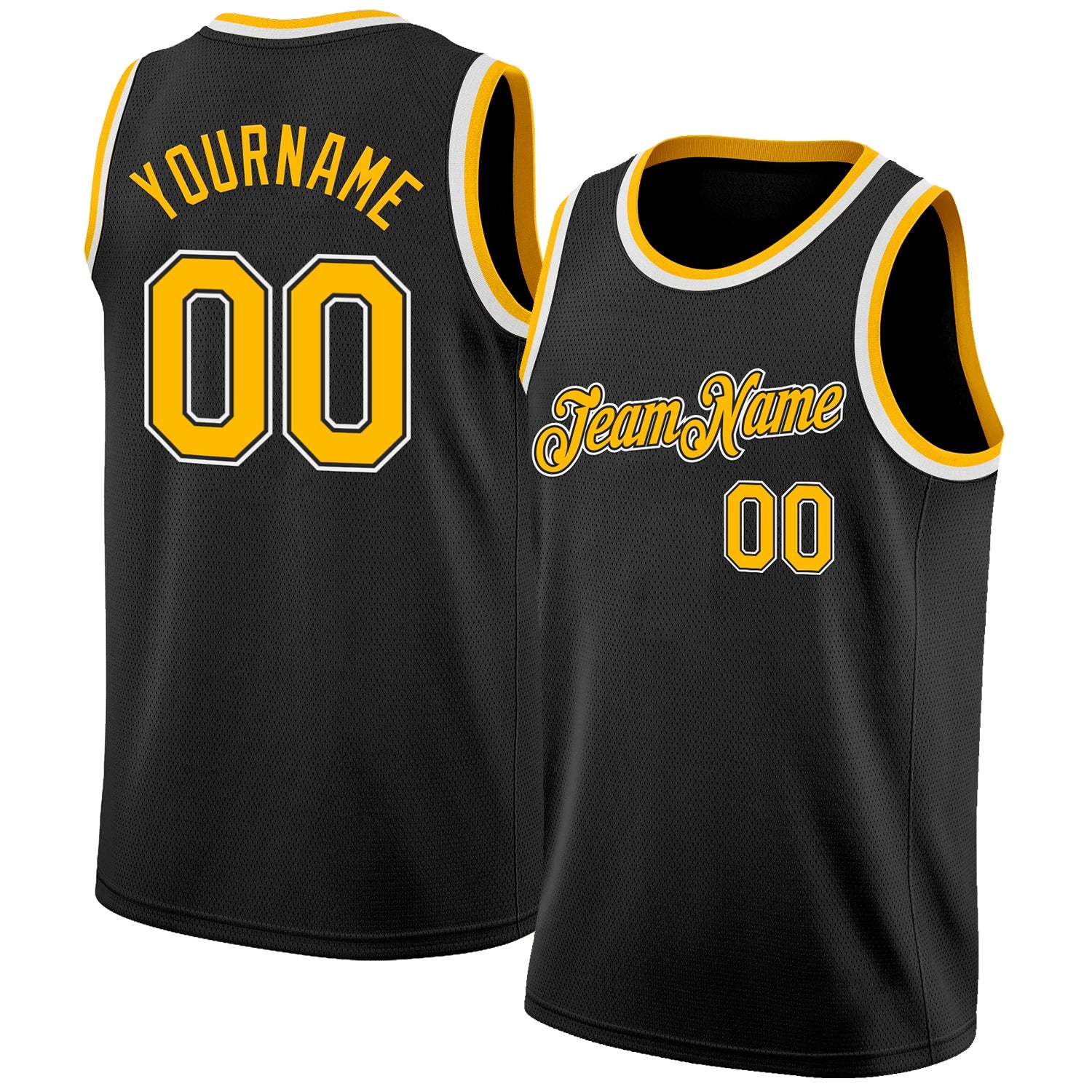 Custom Black Gold-White Authentic Basketball Jersey - Sky-Custom