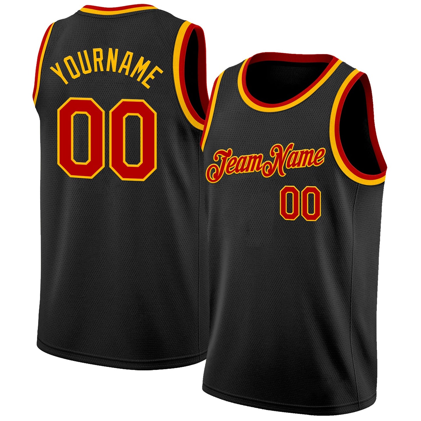Custom Black Red-Gold Authentic Basketball Jersey - Sky-Custom