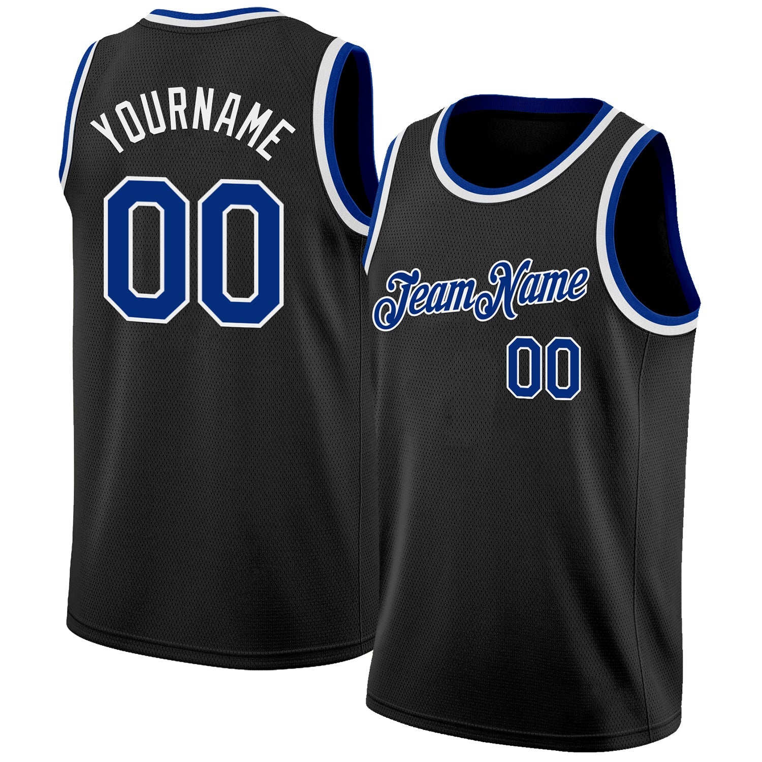 Custom Black Royal-White Authentic Basketball Jersey - Sky-Custom