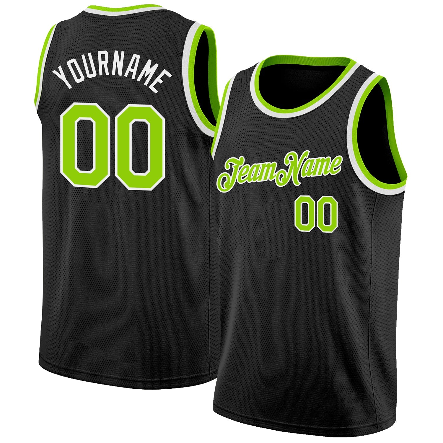 Custom Black Neon Green-White Authentic Basketball Jersey - Sky-Custom