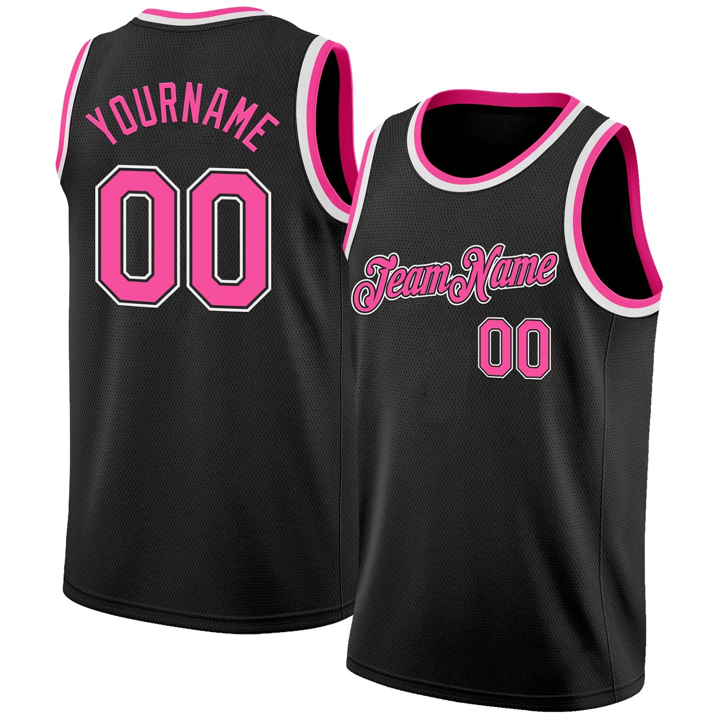 Custom Black Pink-White Authentic Basketball Jersey - Sky-Custom