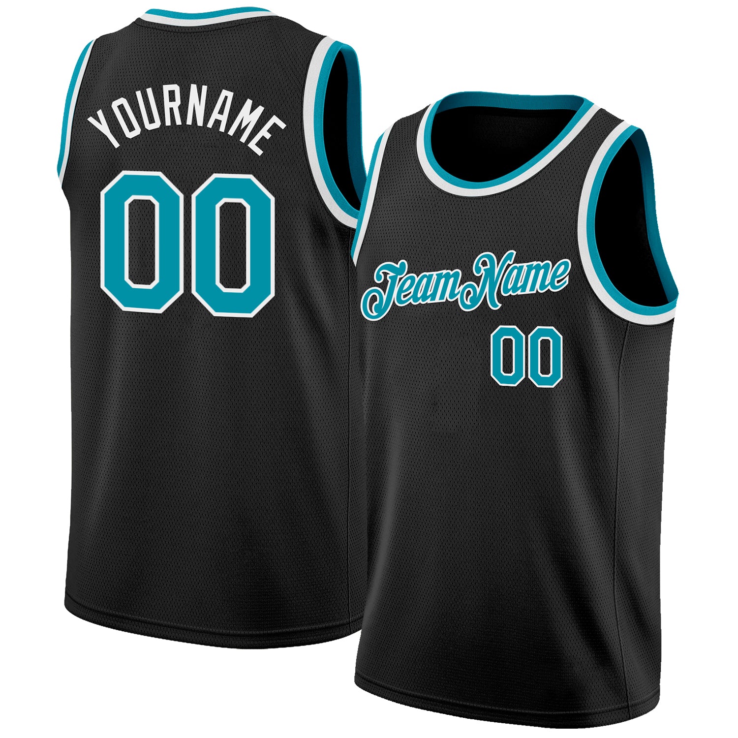 Custom Black Teal-White Authentic Basketball Jersey - Sky-Custom