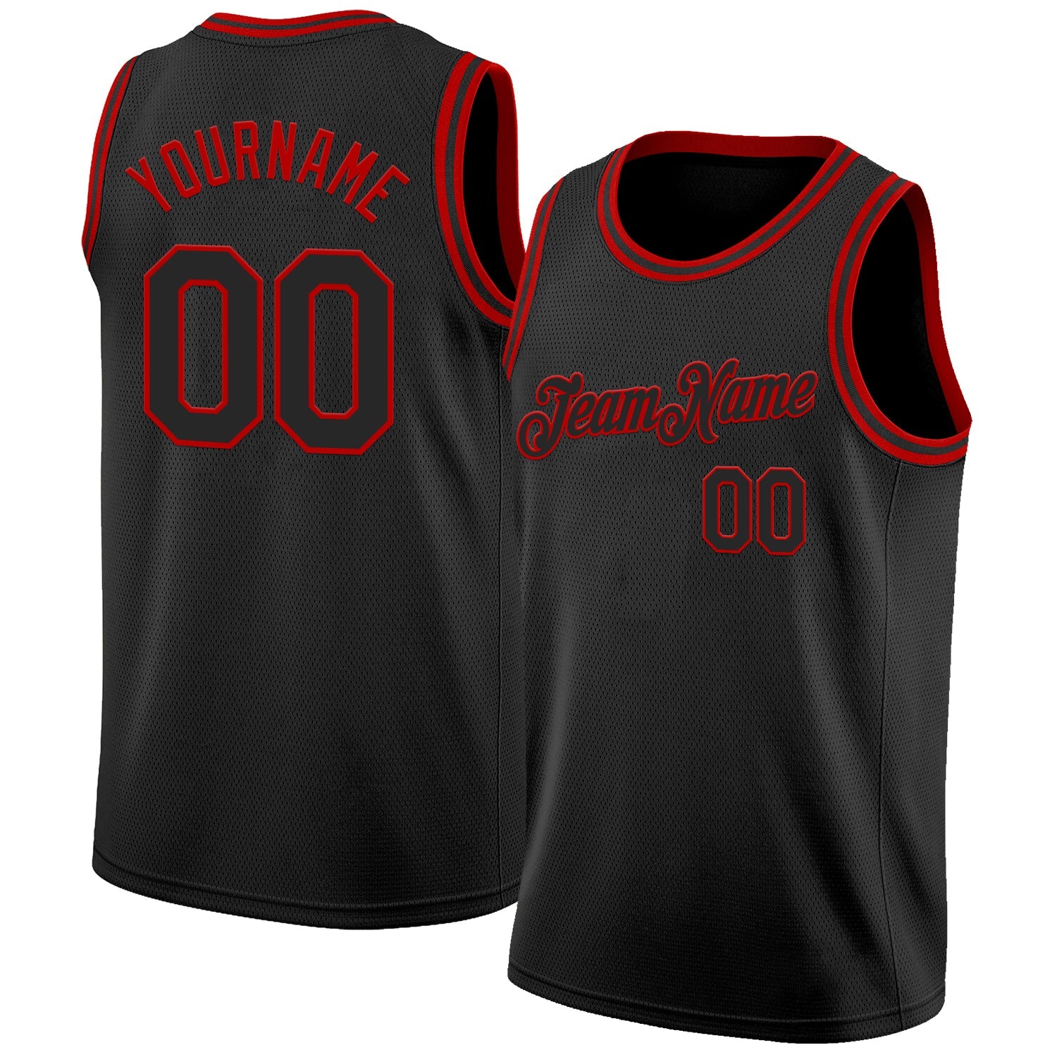 Custom Black Red Authentic Basketball Jersey - Sky-Custom