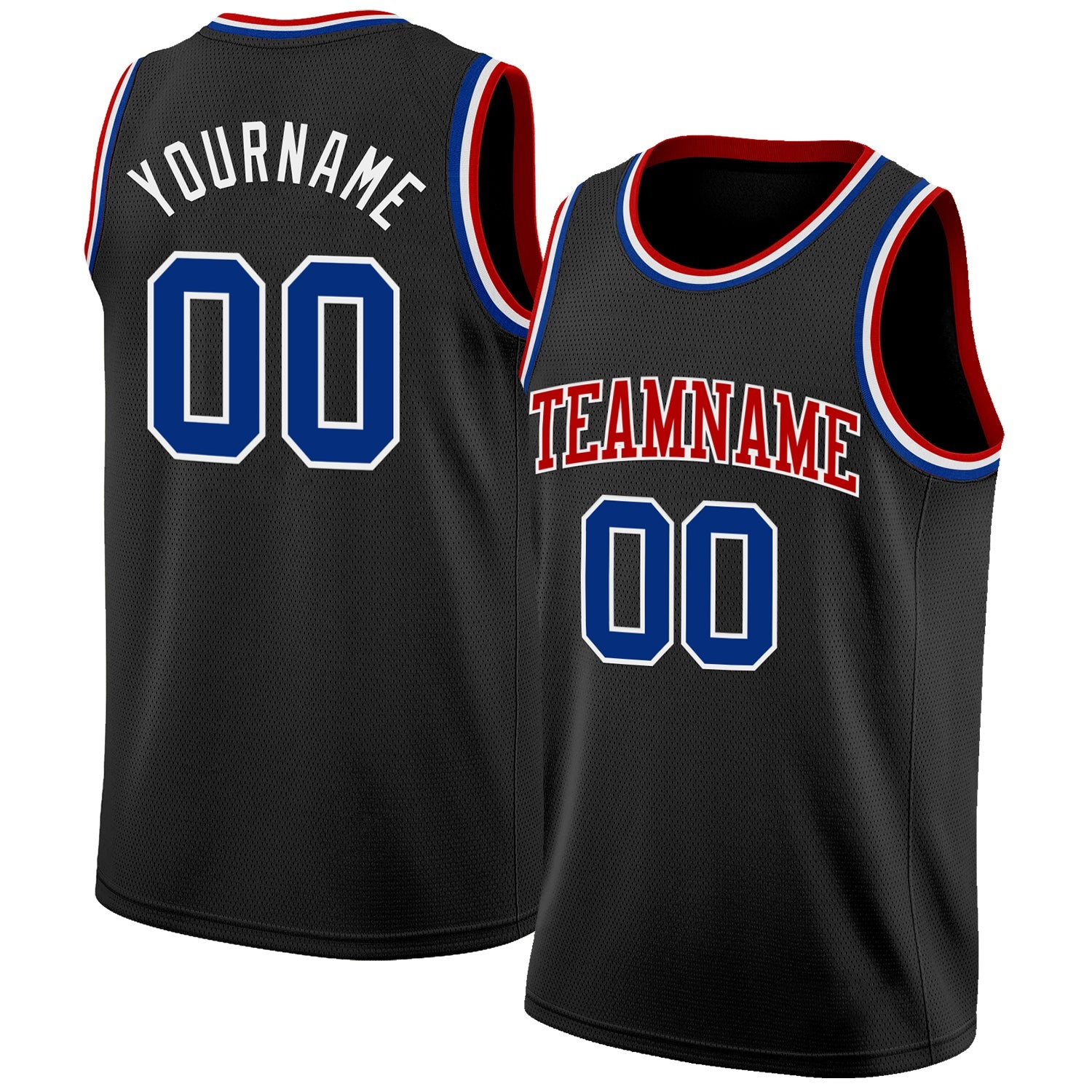 Custom Black Royal White-Red Authentic Basketball Jersey - Sky-Custom