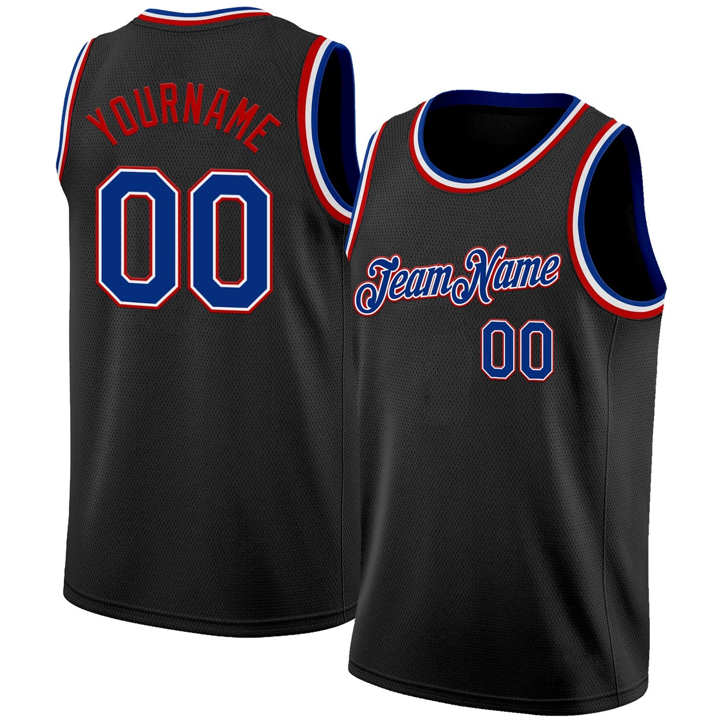 Custom Black Royal White-Red Authentic Basketball Jersey - Sky-Custom