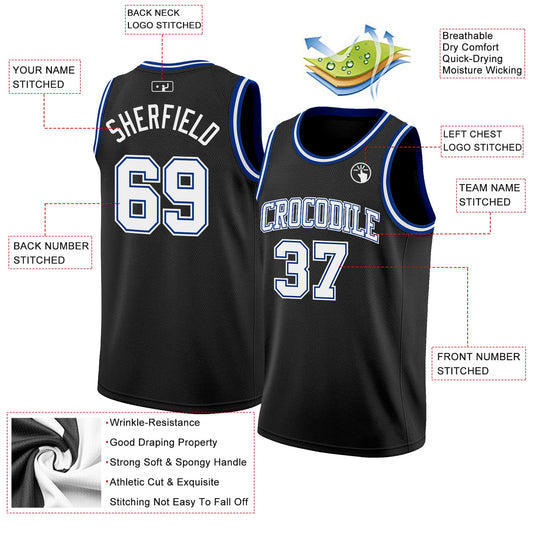 Custom Black White-Royal Authentic Basketball Jersey - Sky-Custom