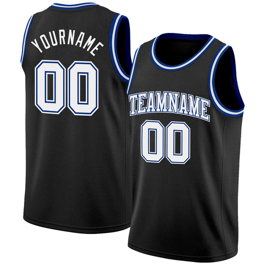 Custom Black White-Royal Authentic Basketball Jersey - Sky-Custom