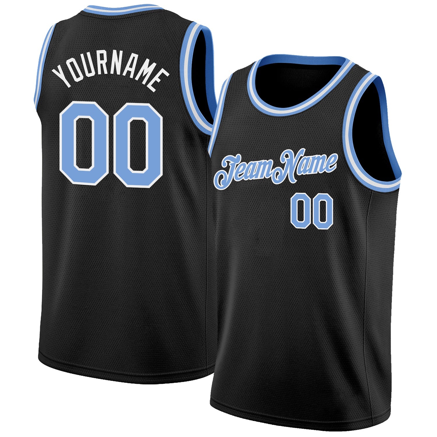 Custom Black Light Blue-White Authentic Basketball Jersey - Sky-Custom