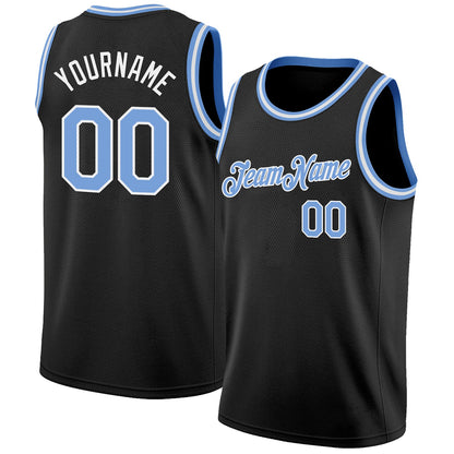 Custom Black Light Blue-White Authentic Basketball Jersey - Sky-Custom