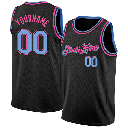 Custom Black Light Blue-Pink Authentic Basketball Jersey - Sky-Custom