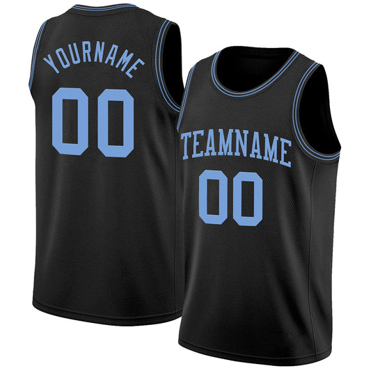 Custom Black Light Blue Authentic Basketball Jersey - Sky-Custom