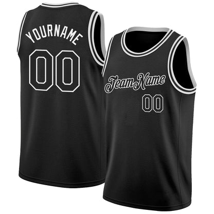 Custom Black White Authentic Basketball Jersey - Sky-Custom