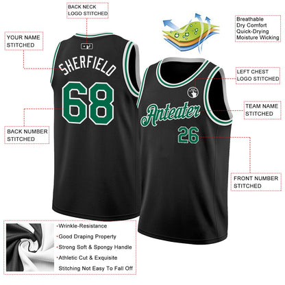 Custom Black Kelly Green-White Authentic Basketball Jersey - Sky-Custom