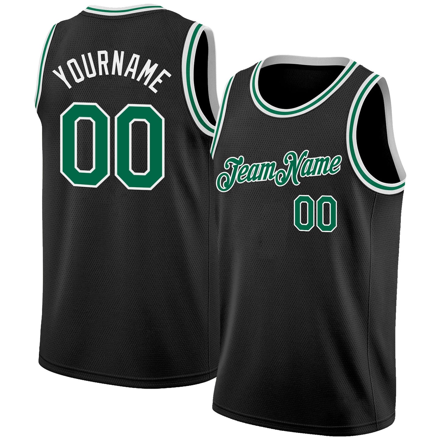 Custom Black Kelly Green-White Authentic Basketball Jersey - Sky-Custom