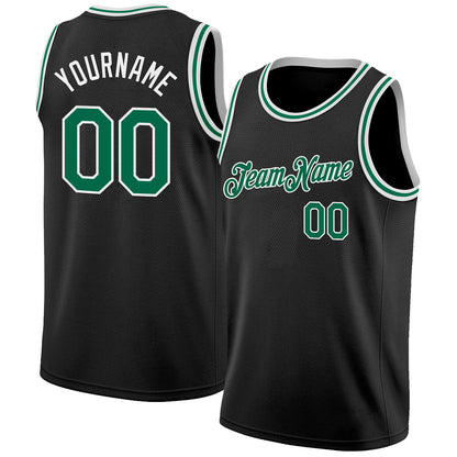 Custom Black Kelly Green-White Authentic Basketball Jersey - Sky-Custom