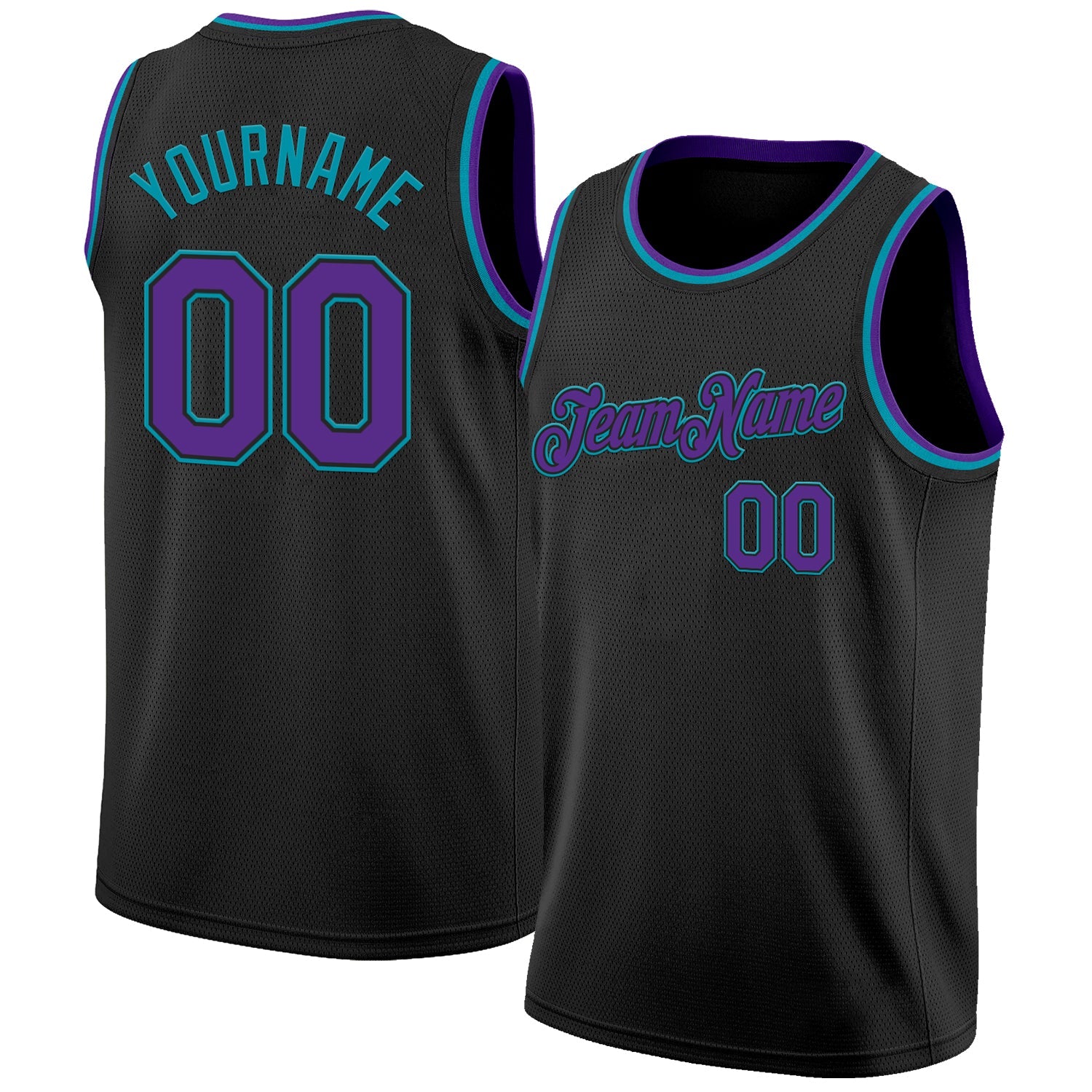 Custom Black Purple-Teal Authentic Basketball Jersey - Sky-Custom