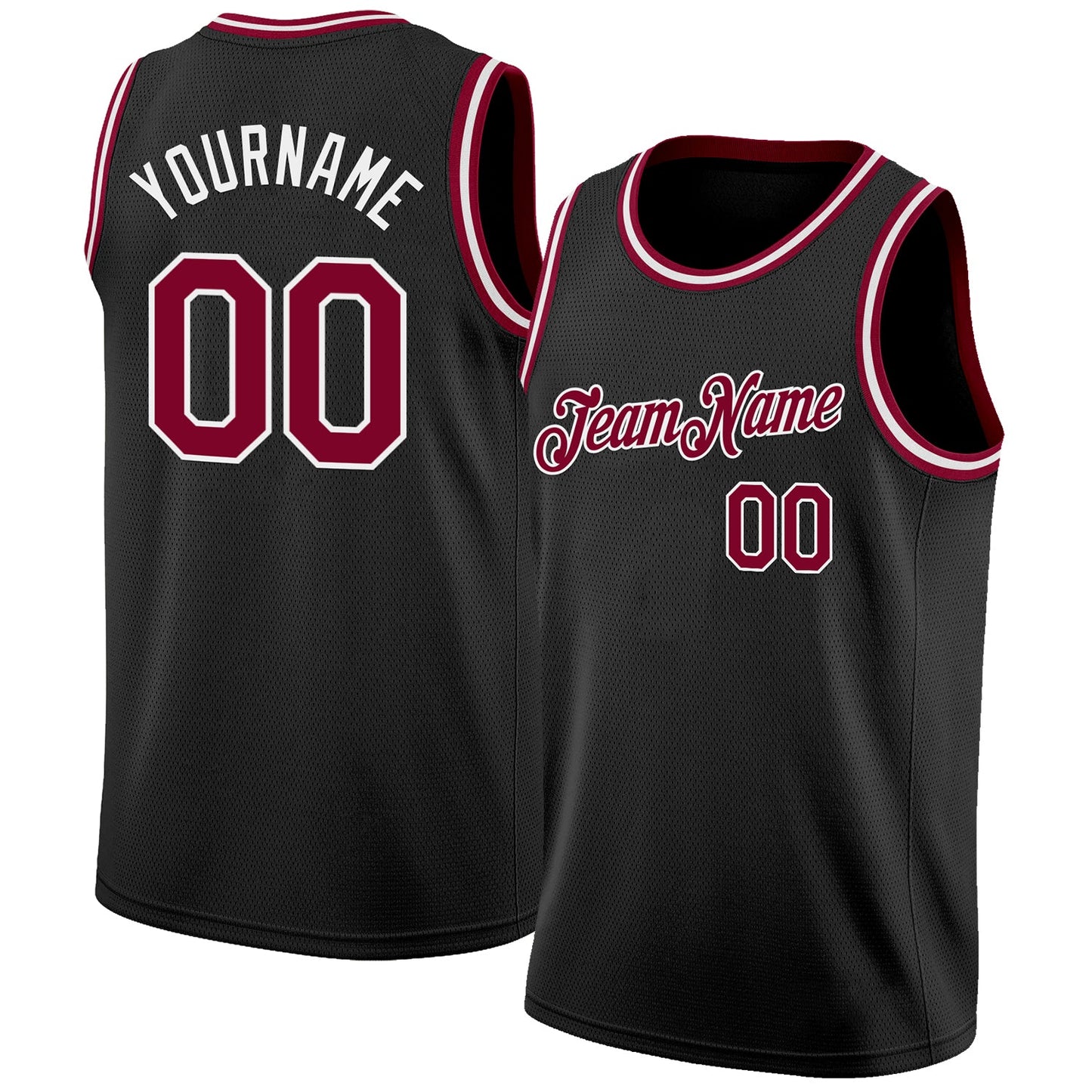 Custom Black Maroon-White Authentic Basketball Jersey - Sky-Custom