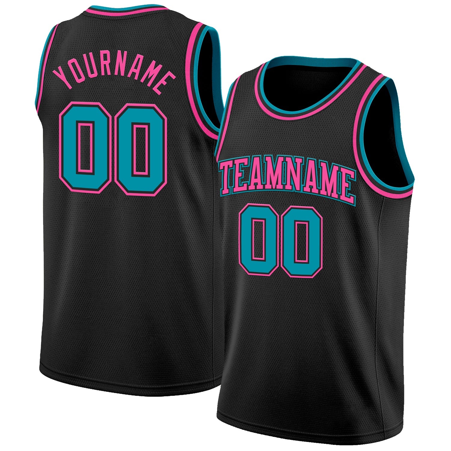 Custom Black Teal-Pink Authentic Basketball Jersey - Sky-Custom