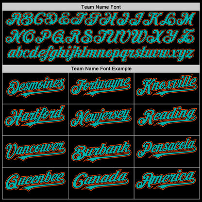 Custom Black Aqua-Orange Authentic Baseball Jersey - Sky-Custom