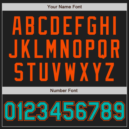 Custom Black Aqua-Orange Authentic Baseball Jersey - Sky-Custom