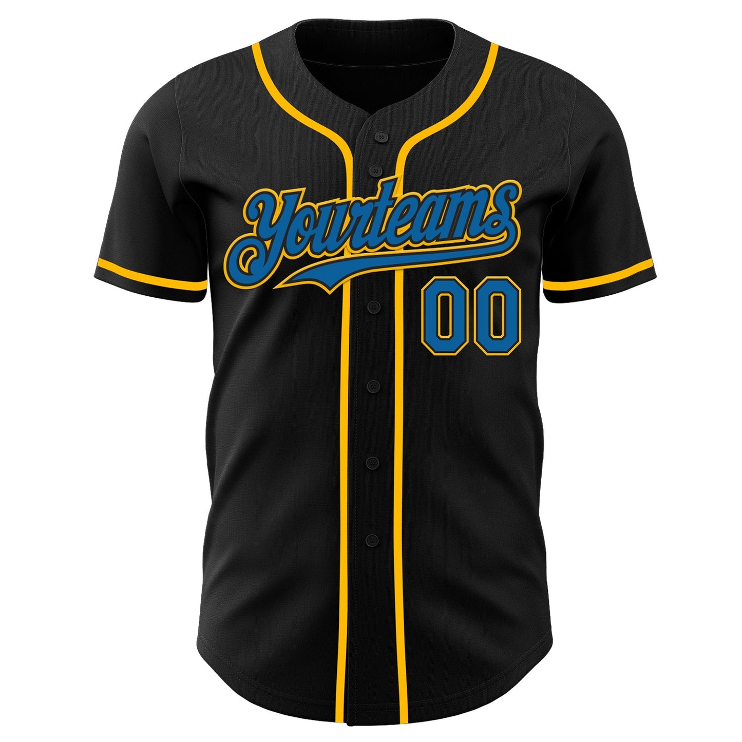Custom Black Blue-Gold Authentic Baseball Jersey - Sky-Custom