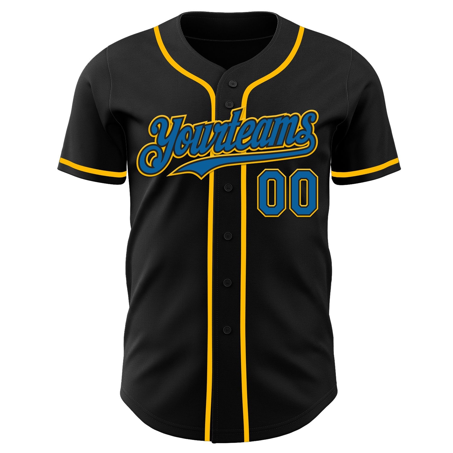 Custom Black Blue-Gold Authentic Baseball Jersey - Sky-Custom