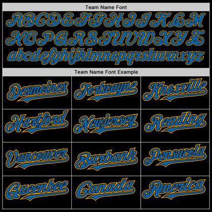 Custom Black Blue-Gold Authentic Baseball Jersey - Sky-Custom