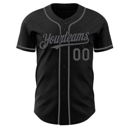 Custom Black Steel Gray Authentic Baseball Jersey - Sky-Custom