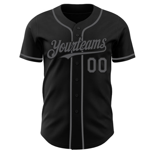 Custom Black Steel Gray Authentic Baseball Jersey - Sky-Custom