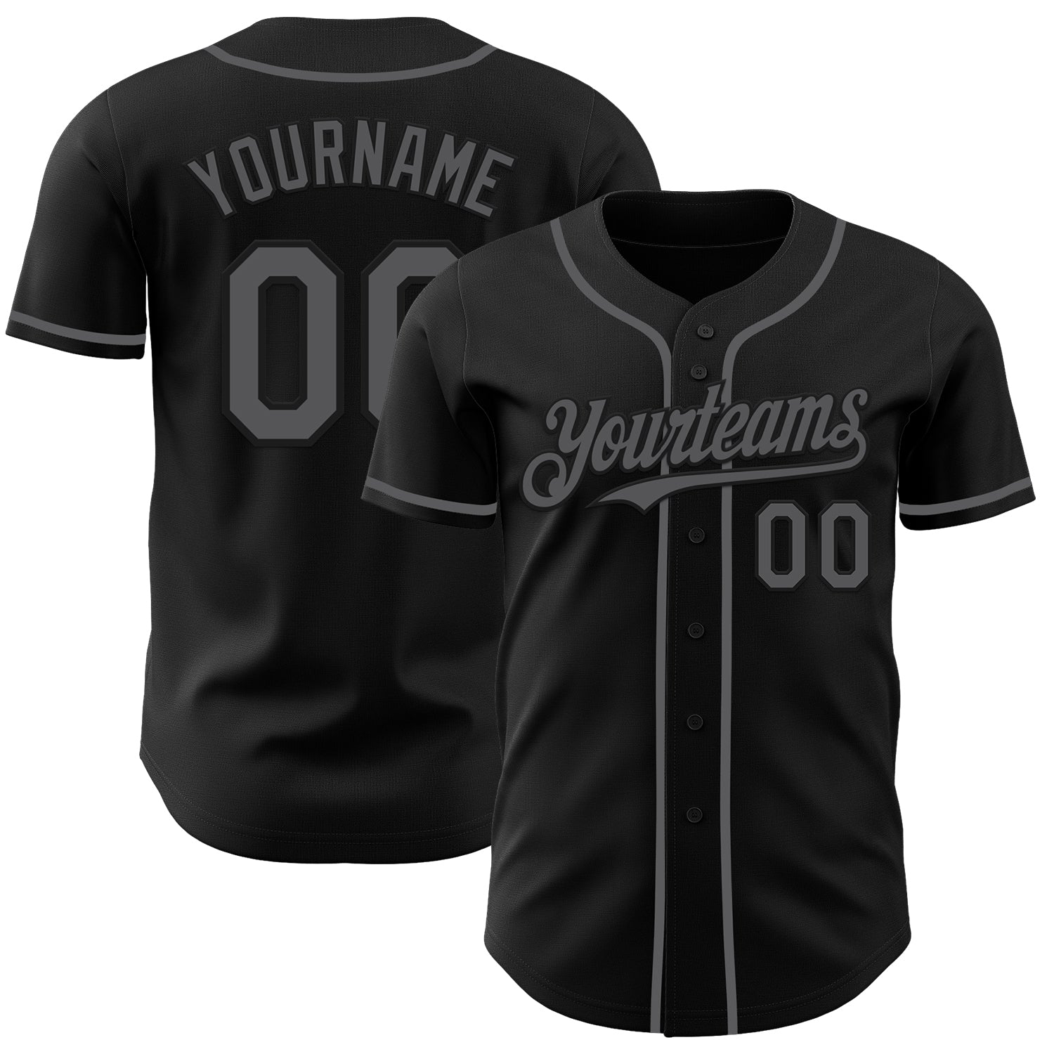Custom Black Steel Gray Authentic Baseball Jersey - Sky-Custom