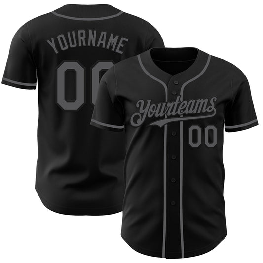 Custom Black Steel Gray Authentic Baseball Jersey - Sky-Custom
