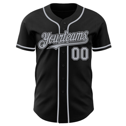 Custom Black Gray Authentic Baseball Jersey - Sky-Custom