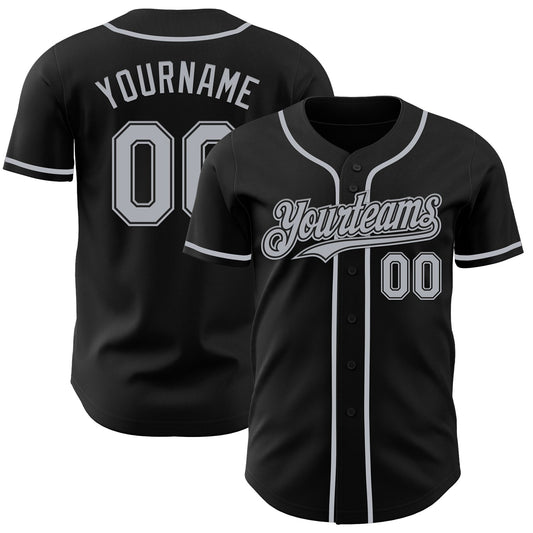 Custom Black Gray Authentic Baseball Jersey - Sky-Custom