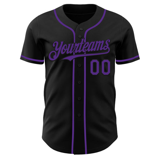 Custom Black Purple Authentic Baseball Jersey - Sky-Custom