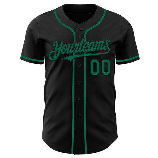 Custom Black Kelly Green Authentic Baseball Jersey - Sky-Custom